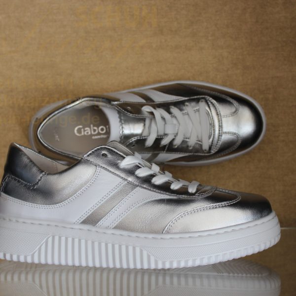IMG_0990 Leder Sneaker von Gabor in silber/weiß